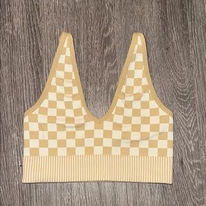 Checkered Knit Crop Top